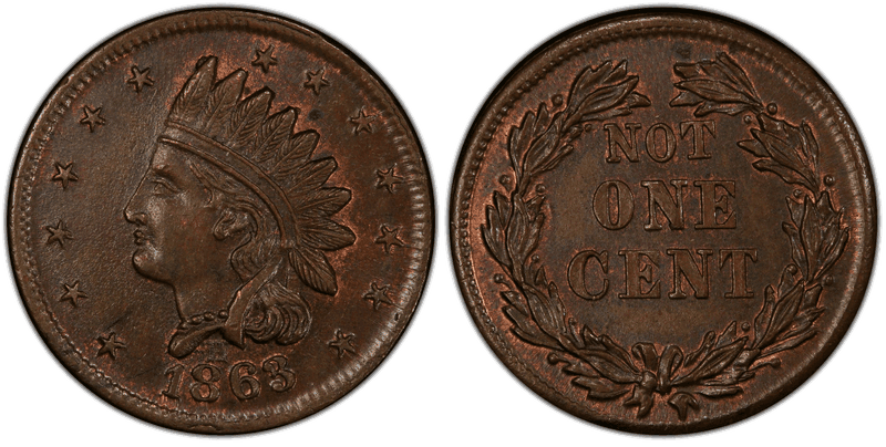 (1863) Copper Civil War Patriotic Token F-87/356a, Not One Cent