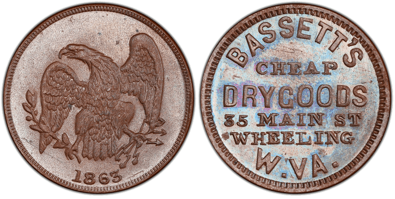 (1863) Civil War Store Card F-890A-8a, Bassett's WV