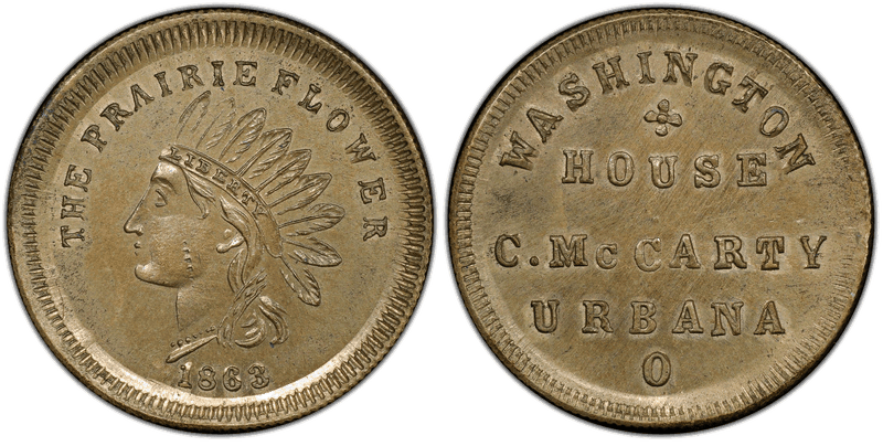 (1863) Copper-Nickel Civil War Store Card F-895A-2d, C. McCarty OH