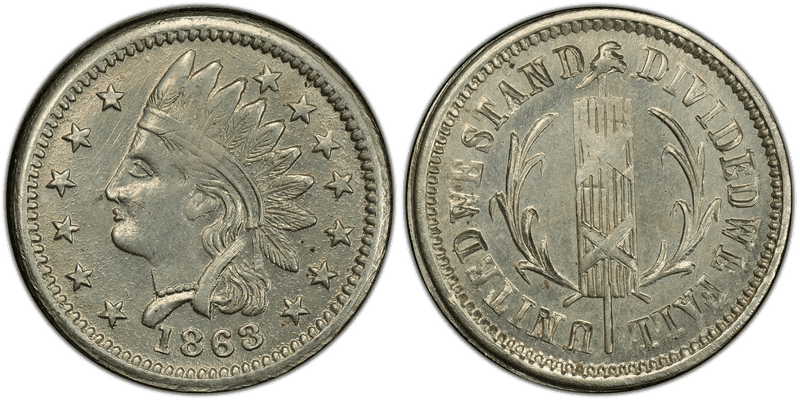 (1863) German-Silver Civil War Patriotic Token F-91/435j, United We Stand