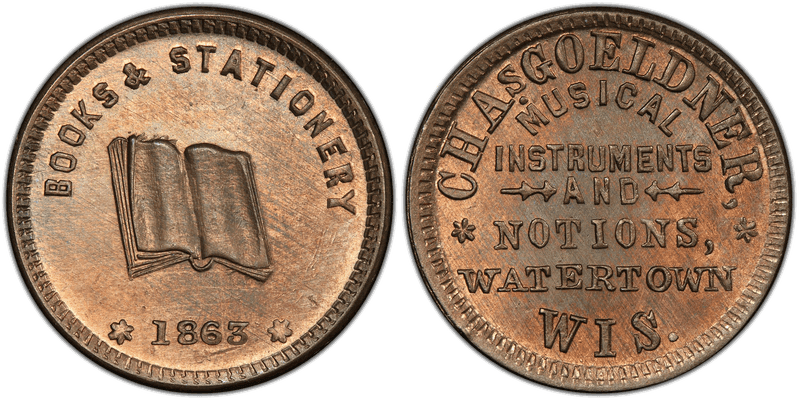 (1863) Copper-Nickel Civil War Store Card F-920H-2d, Chas. Goeldner WI
