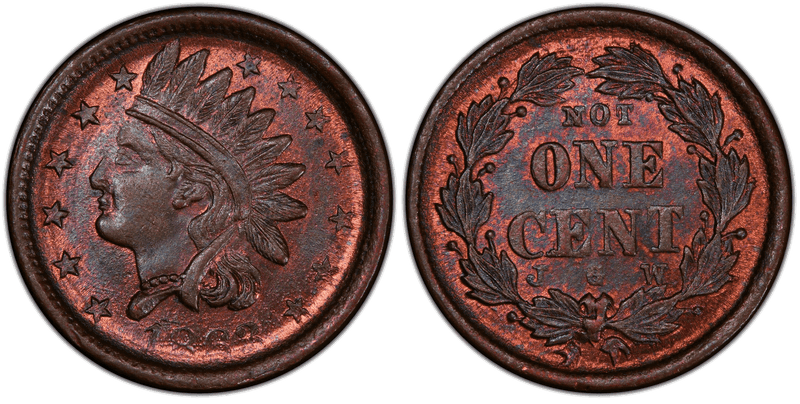 (1863) Civil War Patriotic Token F-93/362a, Not One Cent