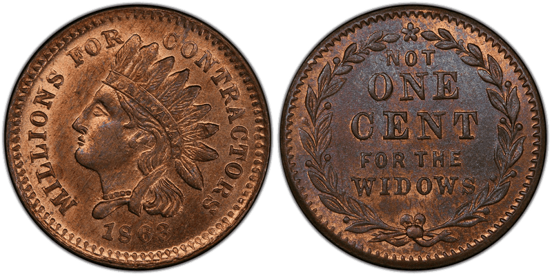 (1863) Civil War Patriotic Token F-97/389d, Millions for Contractors