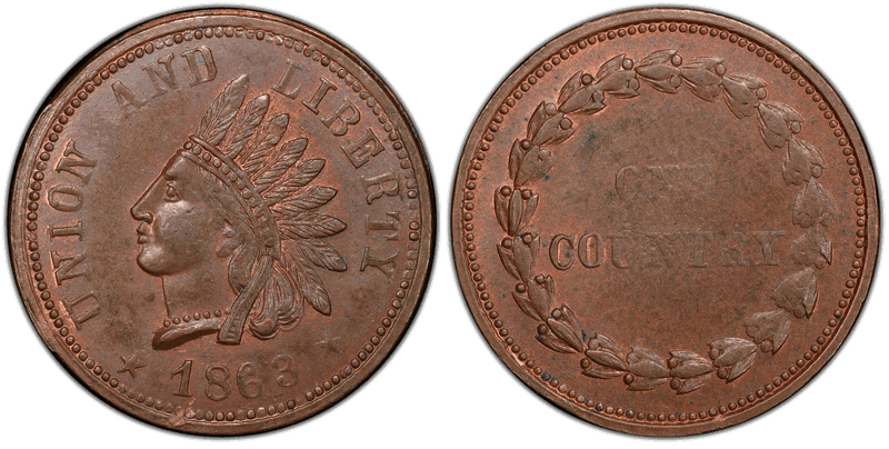 (1863) Copper Civil War Patriotic Token F-99/292a, Union and Liberty