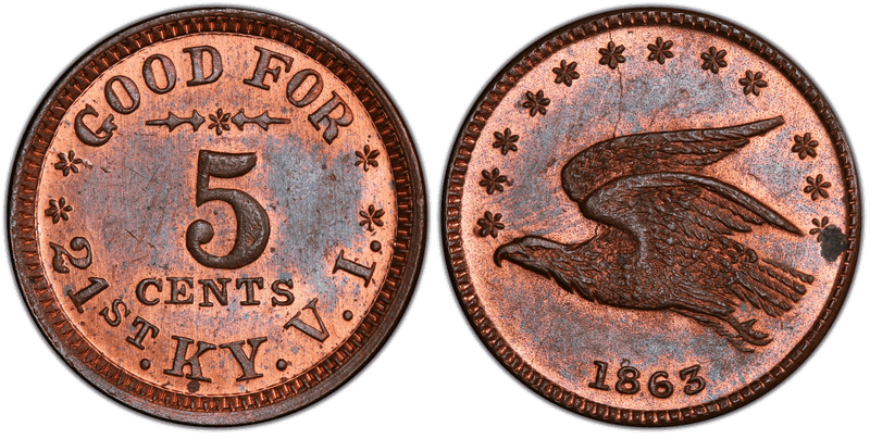 1863 Copper Kentucky Volunteers Sutler Nickel
