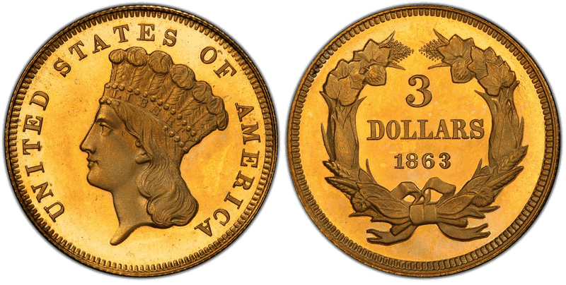 1863 Indian Princess Three Dollar