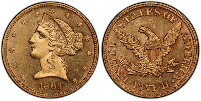 1863 Liberty Head Half Eagle