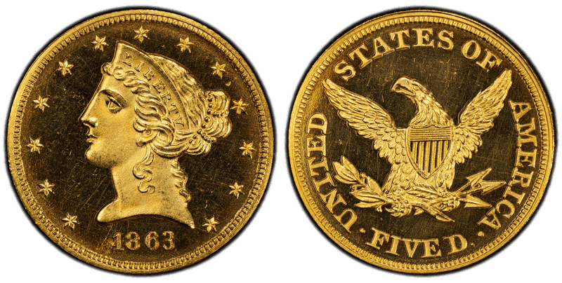 1863 Proof Liberty Head Half Eagle