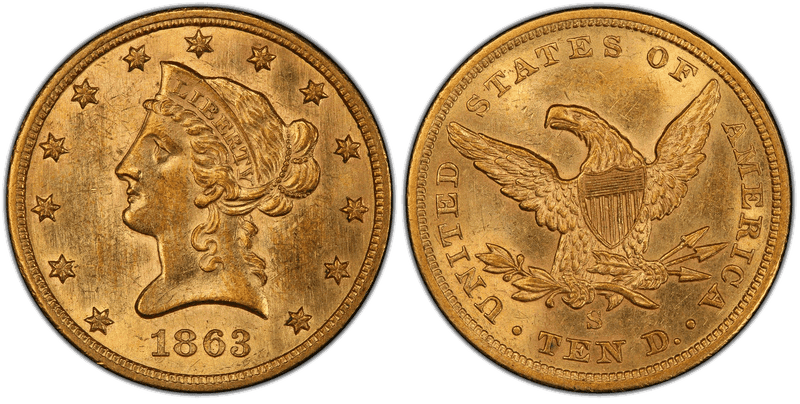 1863 Liberty Head Eagle