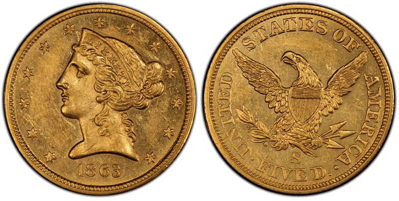 1863 (S) Liberty Head Half Eagle