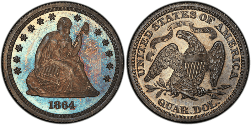 1864 Proof Quarter Pattern - J-386