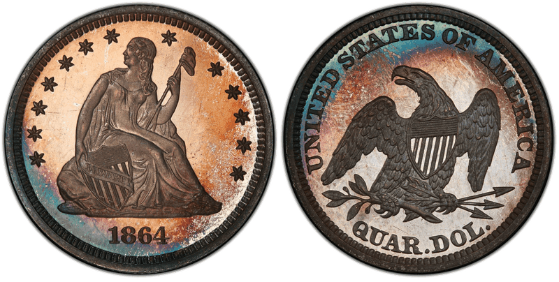 1864 Seated Liberty Quarter