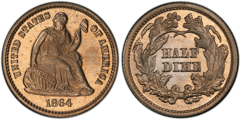 1864 Proof Half Dime Pattern - J-380