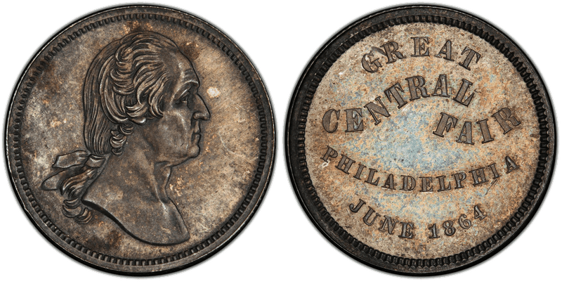 (1864) Silver Civil War Store Card F-750L-1f, Baker-363, Great Central Fair PA