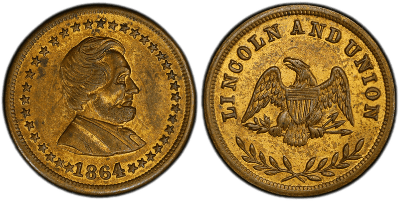 1864 Token DeWitt AL-1864-44 Brass Lincoln and Union Campaign