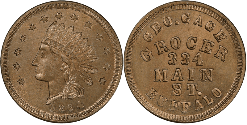 (1864) Copper-Nickel Civil War Store Card F-105I-7d, Geo. Gage NY