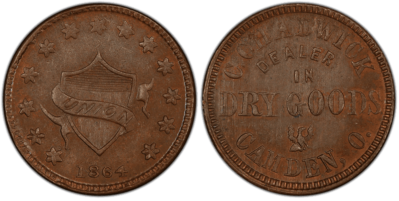 (1864) Copper Civil War Store Card F-120A-2a, C. Chadwick OH