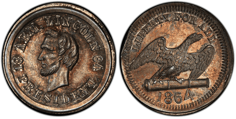 (1864) Silver Civil War Patriotic Token F-125/160f, Lincoln-Liberty For All