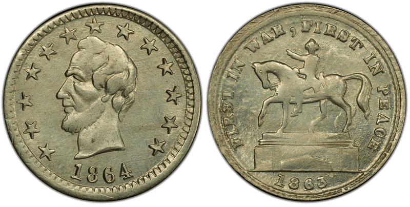 (1864) German-Silver Civil War Patriotic Token F-127/177j, First In War, First In Peace