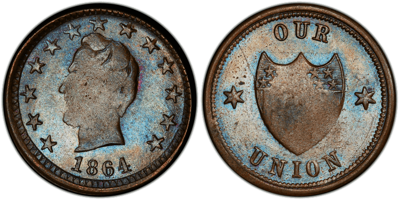 (1864) Copper Civil War Patriotic Token F-127/201a, Lincoln-Our Union