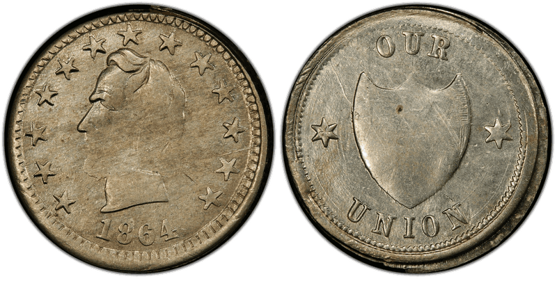(1864) German-Silver Civil War Patriotic Token F-127/201j, Lincoln-Our Union