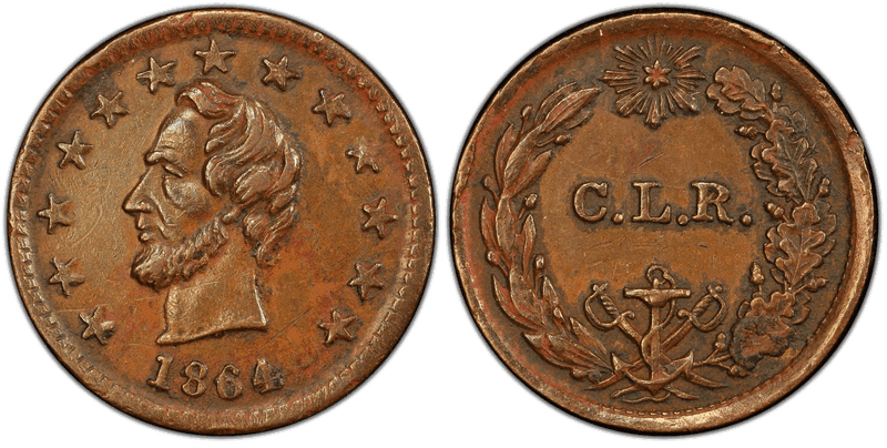 (1864) Civil War Patriotic Token F-127/428a, Lincoln-C.L.R.