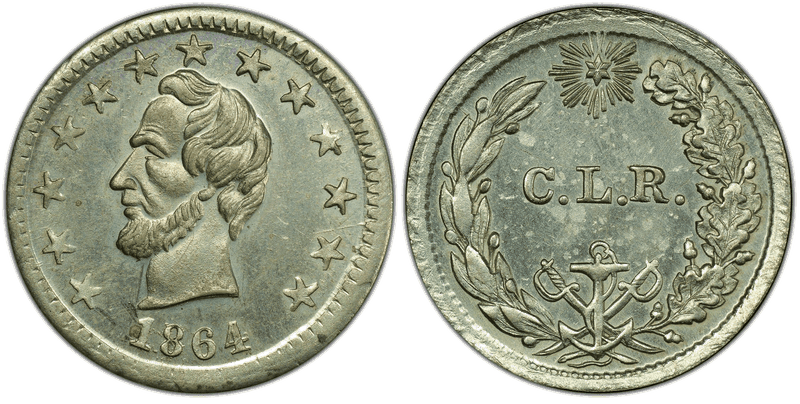(1864) German-Silver Civil War Patriotic Token F-127/428j, Lincoln-C.L.R.