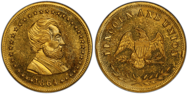 (1864) Civil War Patriotic Token F-128/289b, Lincoln and Union