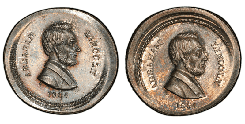 (1864) Silver Civil War Patriotic Token F-129/130f, Abraham Lincoln