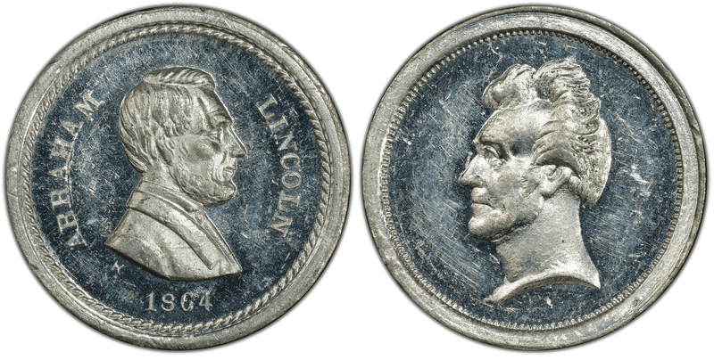 (1864) White Metal Civil War Patriotic Token F-129/137Ae, Abraham Lincoln