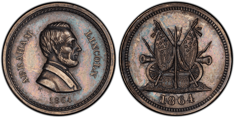 (1864) Silver Civil War Patriotic Token F-129/349f, Abraham Lincoln