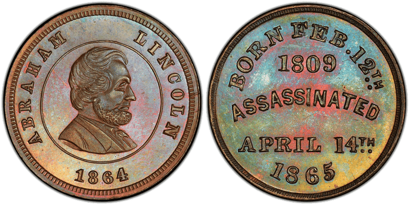 (1864) Copper Civil War Store Card F-131A, /K-277a Mule Lincoln-5 Line Rev.
