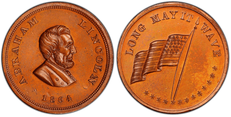 (1864) Civil War Patriotic Token F-131/217a, Abraham Lincoln