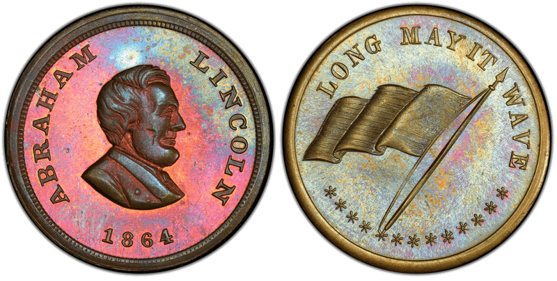 (1864) Brass Civil War Patriotic Token F-131/217b, Abraham Lincoln