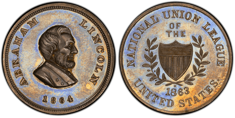 (1864) Silver Civil War Patriotic Token F-131/479f, National Union League of the US