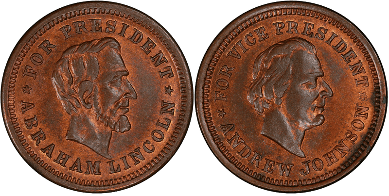 (1864) Copper Civil War Patriotic Token F-132/149a, Lincoln-Johnson