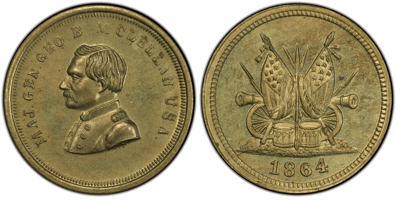 (1864) Brass Civil War Patriotic Token F-142/348b, Maj. Gen. Geo. B. McClellan