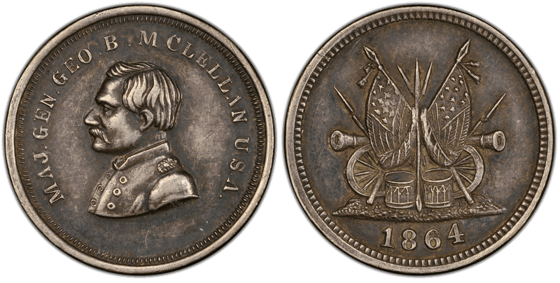 (1864) Silver Civil War Patriotic Token F-142/349f, Maj. Gen. Geo. B. McClellan
