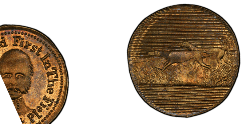 (1864) Brass Civil War Patriotic Token F-146/184b, Rhode Island First in the Field