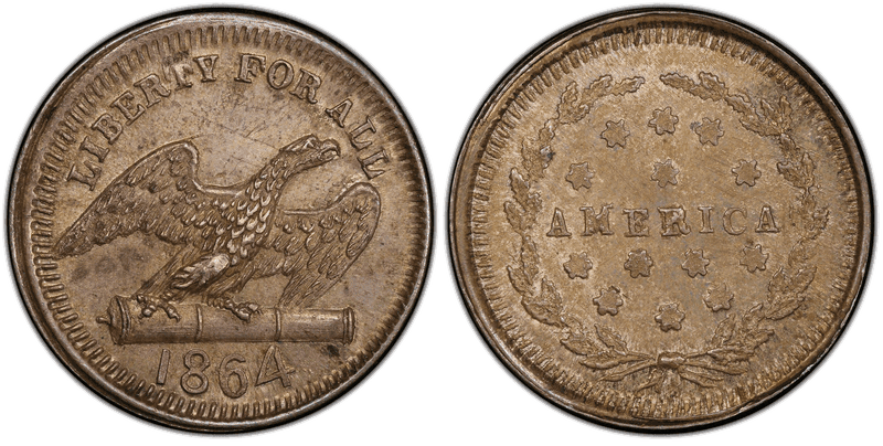 (1864) Silver Civil War Patriotic Token F-160/417f, Liberty For All