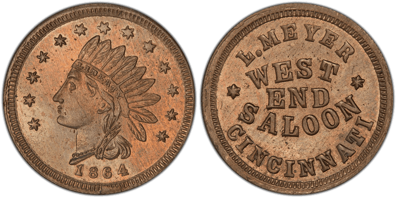 (1864) Copper-Nickel Civil War Store Card F-165DS-4d, L. Meyer OH