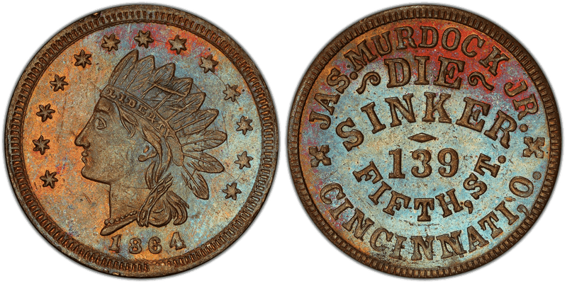 (1864) Copper Civil War Store Card F-165DY-3a, Jas. Murdock Jr. OH