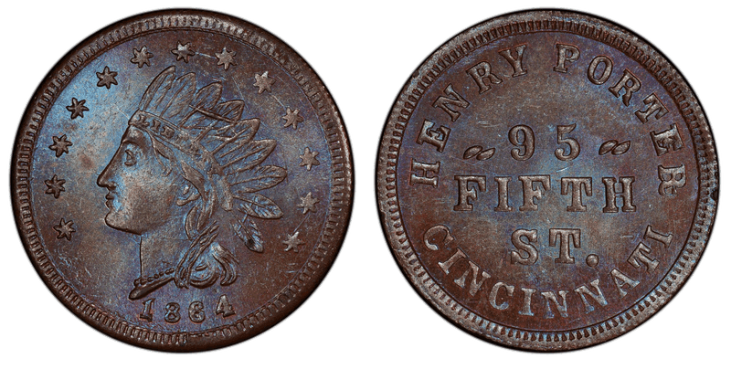 (1864) Copper Civil War Store Card F-165EO-1A, Henry Porter OH