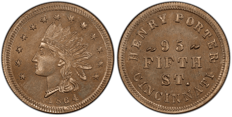 (1864) Copper-Nickel Civil War Store Card F-165EO-1d, Henry Porter OH