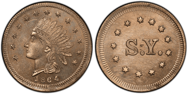 (1864) Copper-Nickel Civil War Store Card F-165GU-3d, S.Y. OH