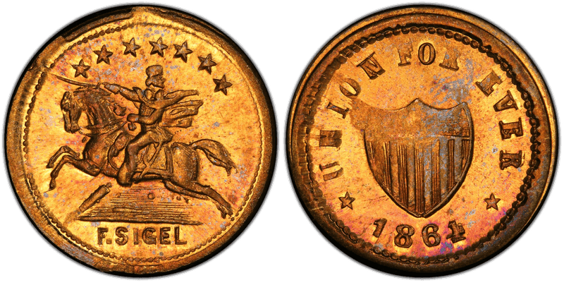(1864) Brass Civil War Patriotic Token F-181/343b, Union For Ever