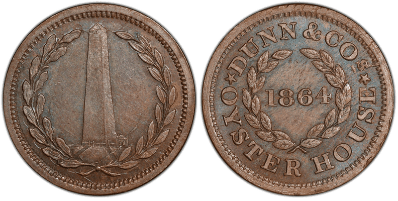 (1864) Copper Civil War Store Card F-200A-2a, Dunn & Co's MA