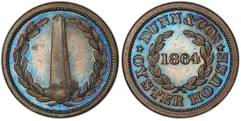 (1864) Copper Civil War Store Card F-200A-3a, Dunn & Co's MA