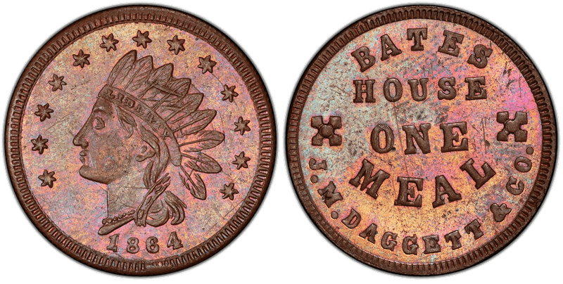 (1864) Civil War Store Card F-220A-2a, J.M. Daggett & Co. IL