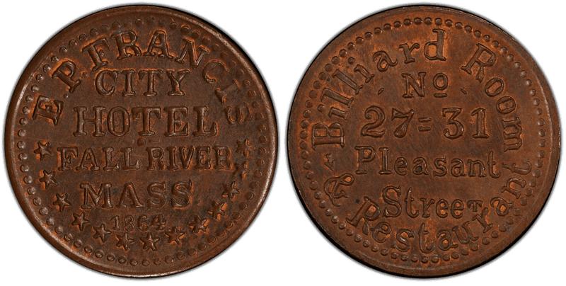 (1864) Copper Civil War Store Card F-260A-1a, E.P. Francis MA